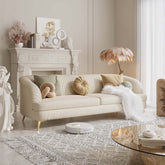 Modern 3-seat velvet sofa with tufted design and metal feet for stylish living room seating main product image